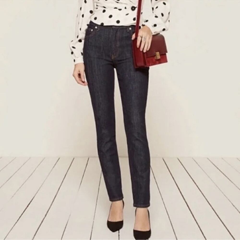 Reformation High & Slim Dark Blue Hayes Wash High Waist Jeans 27